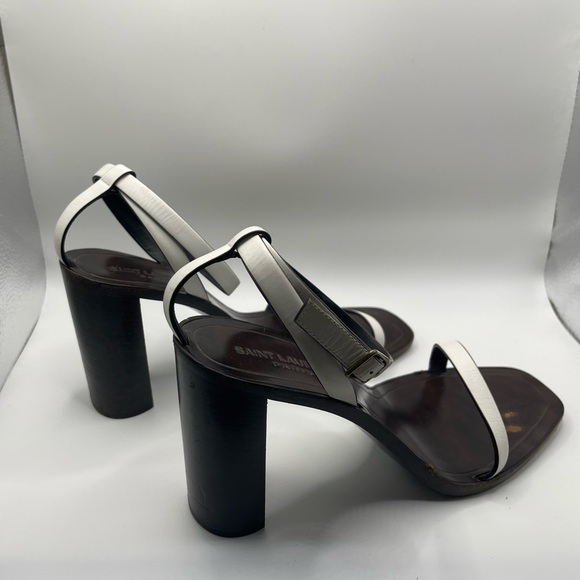 Saint Laurent White Leather Sandal Heels - Picture 4 of 9